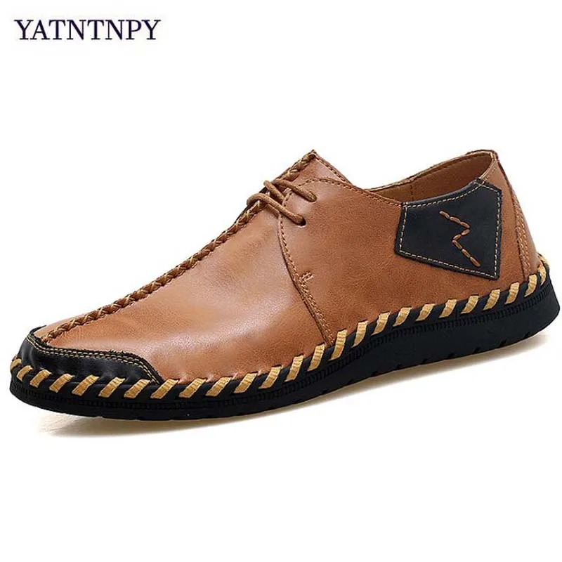 

YATNTNPY Brand Men Shoes New Handmade Shoes Genuine Leather Shoes Plus Big Size 3--47 Man Sneakers Casual flat Moccasins