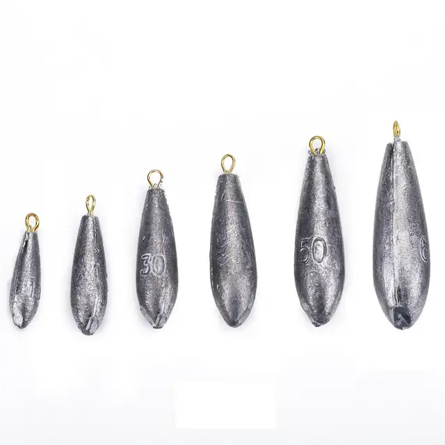 6PCS Fishing Weight Sinker Weight 10g 60g Water Droplets Lead Weights