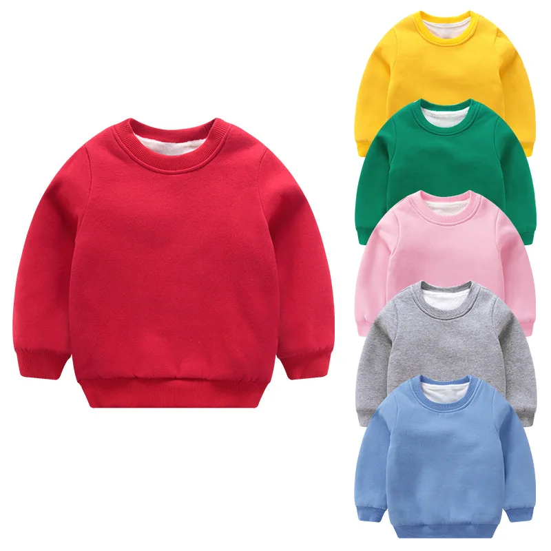 

Winter Children Clothes Thick Long Sleeve Hoodie Kids Solid Color Blank for Boys and Girls Pullovers Blue Pink Yellow Orange
