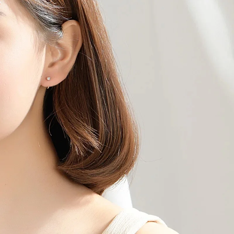 

New 925 sterling silver earrings half circle ball earrings earrings ear bone wild simple men women boys girls silver ear jewelry