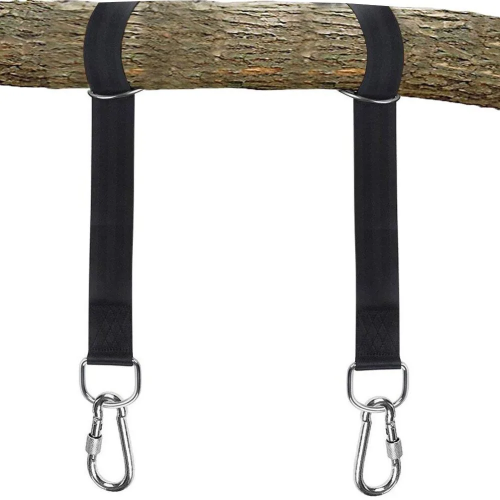 

Tree Swing Straps Hanging Kit Holds Max 2200 LB with Two Heavy Duty Carabiners Camping Hammock Accessories solidity
