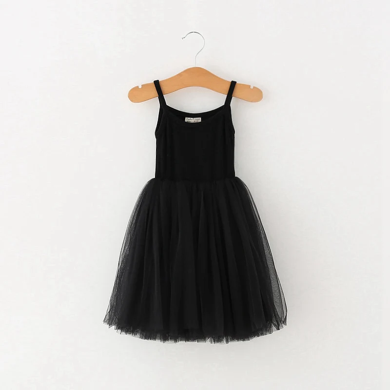 Летнее платье для девочек; повседневная одежда для маленьких девочек; детская одежда; праздничное платье трапециевидной формы для девочек; платье принцессы; 4 цвета - Цвет: Black