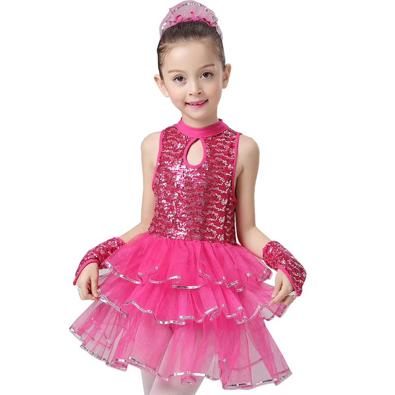 Girls Ballroom Dress For Children Girl Dance Clothing Kids Sequins Ballet Costumes For Girls Jazz Dance Girl Stage Dancewear