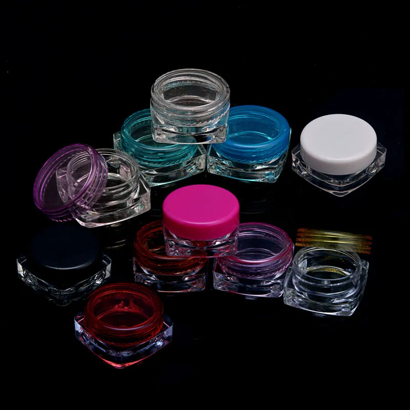 

1 Pc 3g transparent small square bottle Cosmetic Empty Jar Pot Eyeshadow Lip Balm Face Cream Sample Container