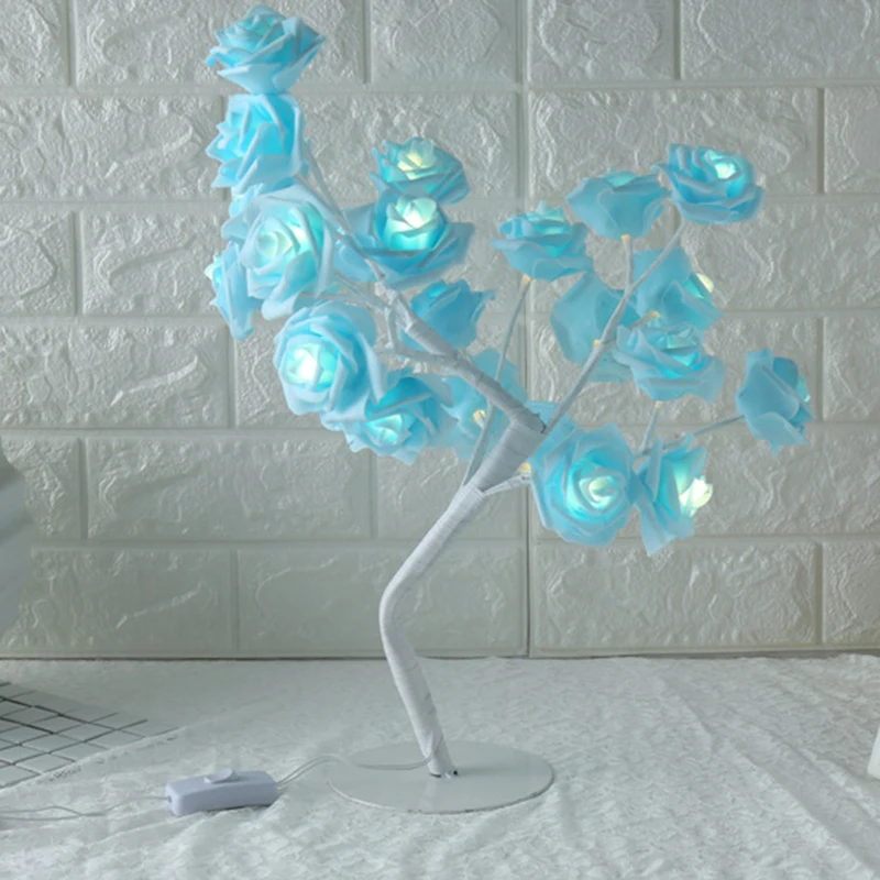 

New Rose Shaped Table Lamp Flower Rose Tree Decorative Light for Living Room Bedroom SF66