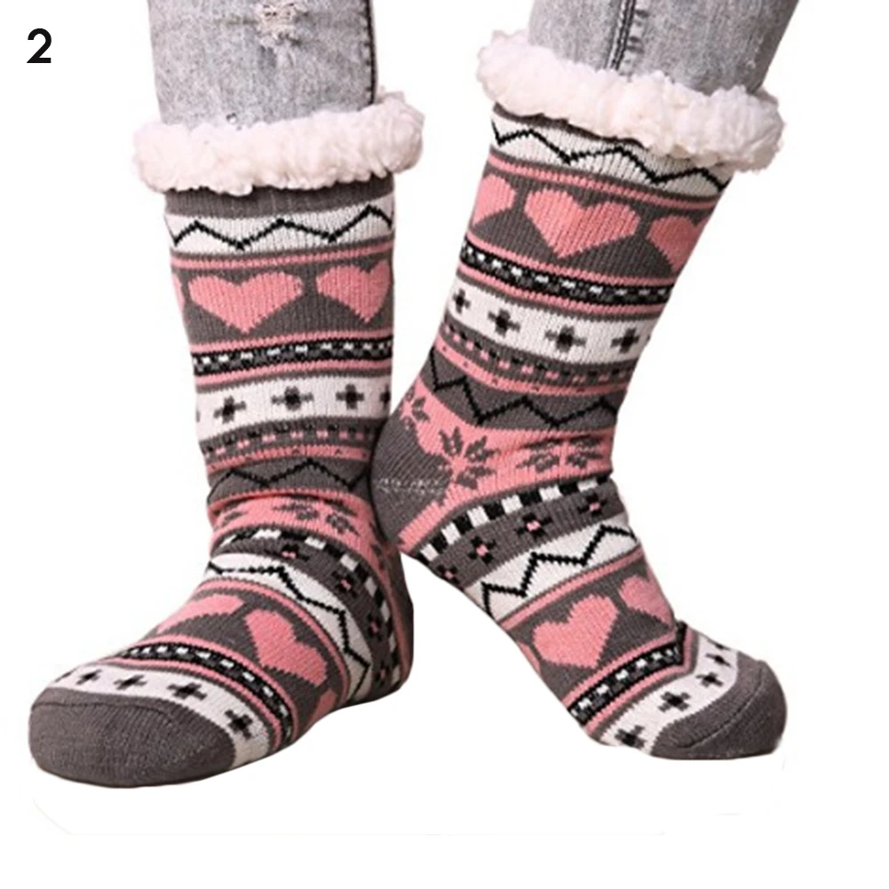Женские зимние носки, мягкие, теплые, уютные, пушистые, с флисовой подкладкой, рождественские толстые носки, подарок с захватом, тапочки, женские модные носки - Цвет: 2