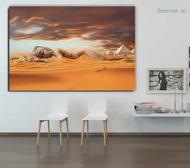 Gambar Tangan Dicat Lukisan Abstrak Mesir Art Kanvas ...