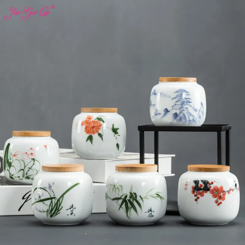 

JIA-GUI LUO Ceramic Tea Box Portable Travel Storage Box Dried Fruit Coffee Bean Storage Box Storage Tank ceramic jar D108