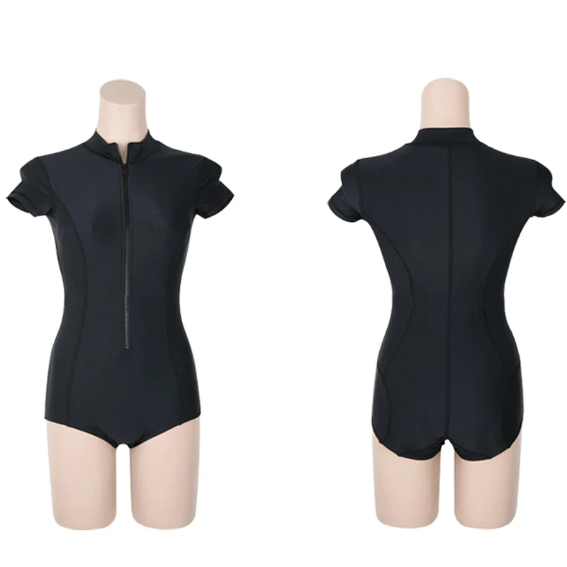 Цельный женский купальник, черный, пуш-ап, короткий рукав, винтажный спортивный купальник для девушек размера плюс, пляжная одежда, бюстгальтер с подкладкой, монокини - Цвет: 1990