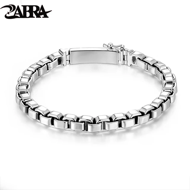 Zabra 925 Sterling Silver Box Chain 6mm Bracelet Mens Women Thai Zabra 925 Sterling Silver Box Chain 6mm Bracelet Mens Women Thai Vintage Punk Handmade Male