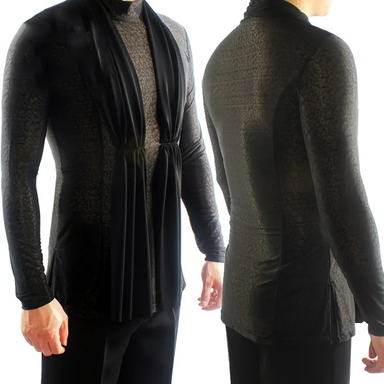 2018 Latin Dance Shirts Mens Ballroom Dancing Wear Adult Standard Tops Performance Competition Clothing Customize Clothes DN1323 -