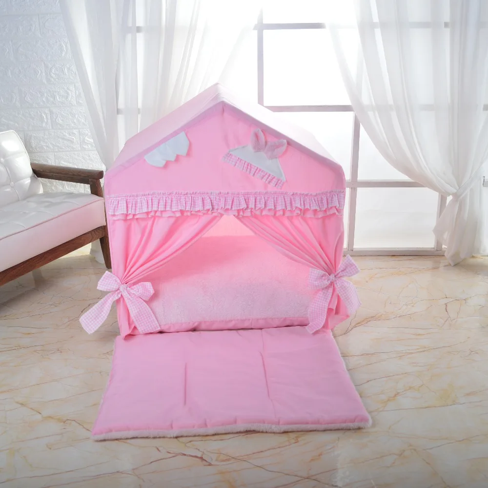 Lace kennel with upholstered and quilt kennel beautiful pet lodge cotton pet house puppy tent