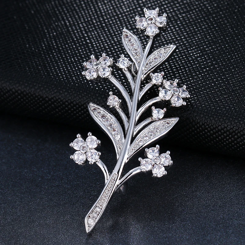 

Tree Shape Handmade White gold/Rose Gold Jewelry AAA Cubic Zircon Brooch for Women