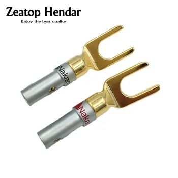 

50Pcs Gold Plated Brass Nakamichi Grade Interpolation Y Y U- type Screw Spade Banana Plug Speaker Cable Wire Connectors