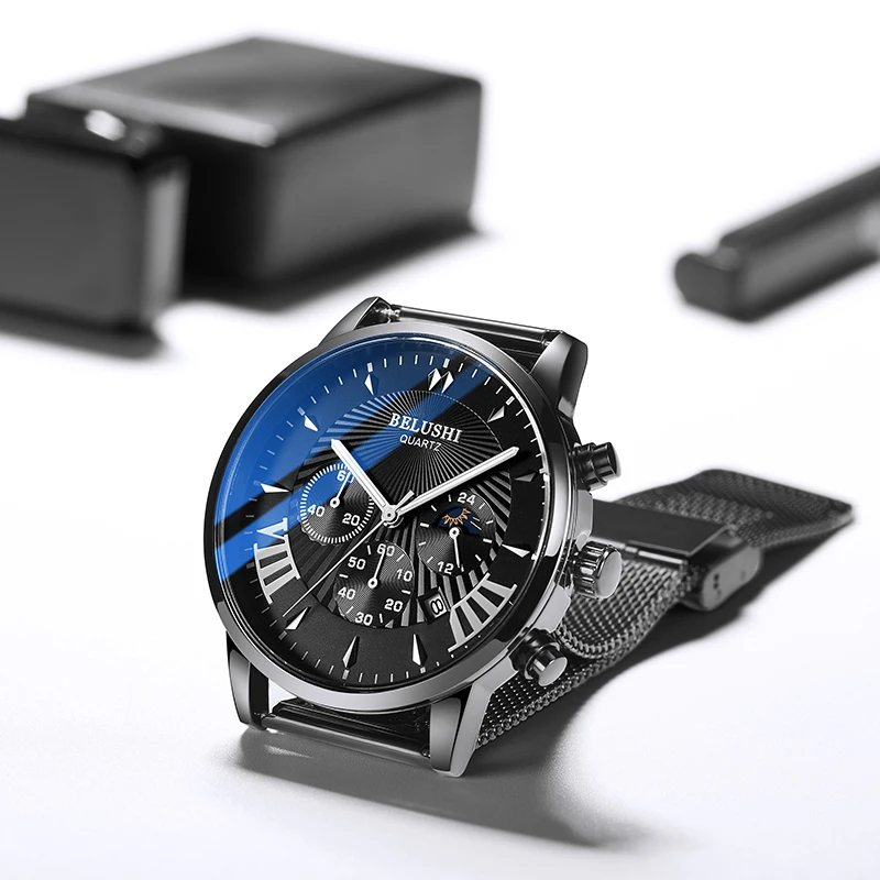 Мужские часы Топ люксовый бренд мужские наручные часы модные кварцевые часы мужские спортивные водонепроницаемые часы мужские часы с хронографом 43