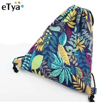 ETya модная Цветочная национальная Холщовая Сумка на шнурке, Женская винтажная школьная сумка для студентов, дорожная сумка для хранения упаковки