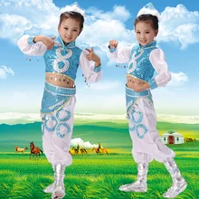 Дети в этническом китайском стиле Одежда для танцев для девочек монгольский танец костюм дети народный танцевальный костюм 18