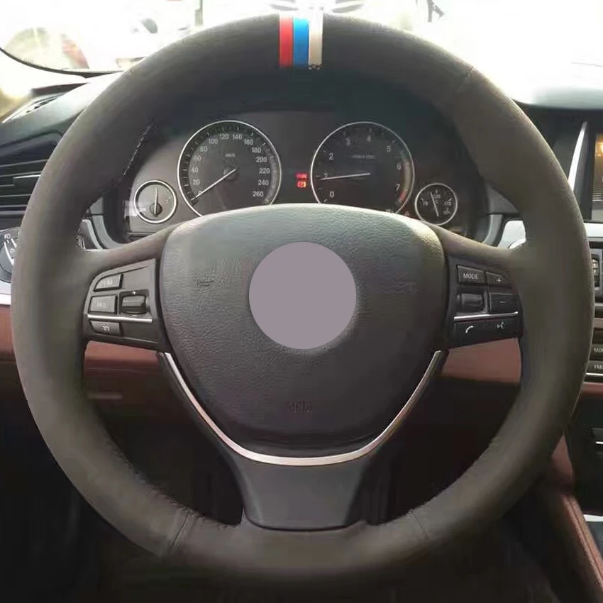 buy Black Suede Red Light Blue Beige Marker Car Steering Wheel Covers for BMW F10 2014 520i 528i 2013 2014 730Li 740Li 750Li