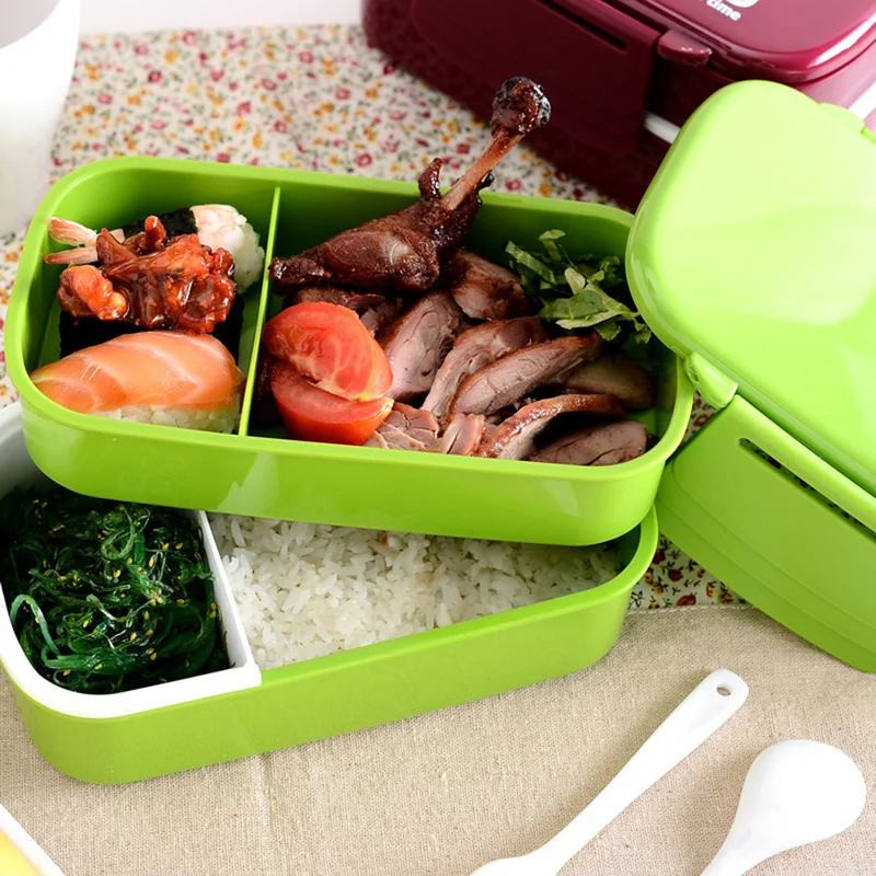 

Large Capacity 1410ml Double Layer Plastic Lunch Box Microwave Oven Bento Box Food Container Lunchbox Food Storage Container