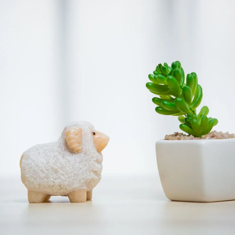 

Sheep Statue creative natural Stone nordic style Home Decoration Hotel Accessories modern Art Animal figurine Ornaments Gift