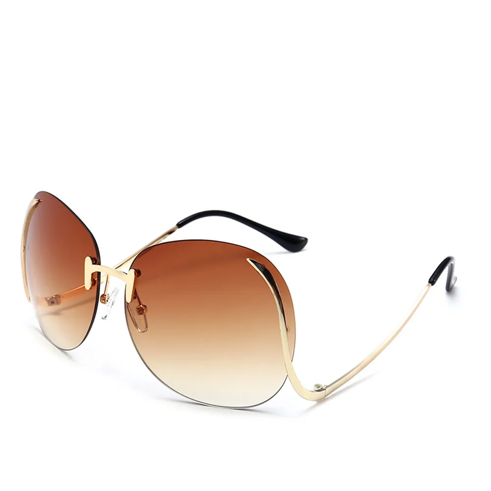

Sunglasses Women Oversize Unisex Brand Designer 2017 Female Clear Lens glasses Transparent Gradient Rimless Sunglasses #E0