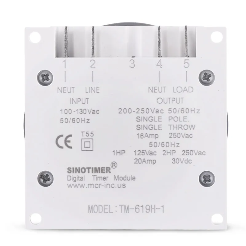 Таймер SINOTIMER TM619 с водонепроницаемой крышкой, входное напряжение 110 В/120 В и выходное напряжение 110 В/120 В с реле UL внутри, простая проводка