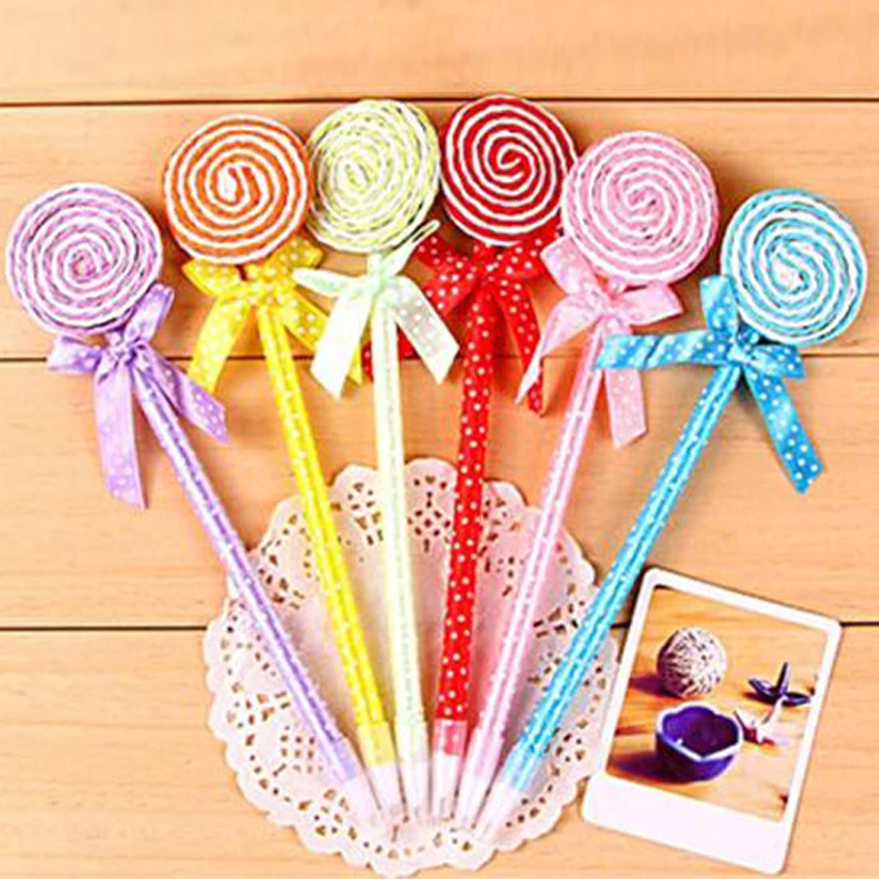 

20pcs/lot lollipop Pens Children Stationery Learning Writing Ballpoint Pen Cute Fashion Children Kid Prize Gift Material Escolar