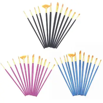 

12pcs Paint Brush Set Strokes Red Drawing Art Supplies Kids Student Watercolor Gouache Plaster Paintings