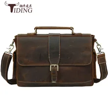 Мужской портфель натуральная кожа сумка crazy horse брендовые винтажные платья-майки Курьерские сумки 1" ноутбук сумка из воловьей кожи Бизнес русский