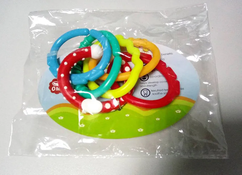 6 шт. детский Прорезыватель игрушки для малышей от 0 до 12 месяцев радужные резиновые защитные моляры цепь для активного отдыха погремушка цвет украшение кроватки коляска