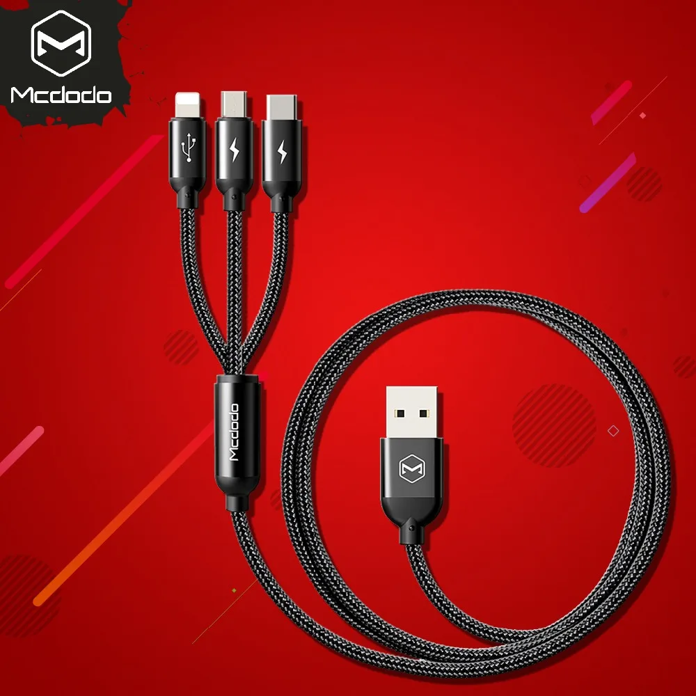 

Mcdodo 3 in 1 USB Cable 3A For iPhone X 8 7 Micro USB Cable Type C USB Charging Cable For lightning Samsung Android Phone Charge