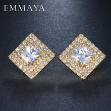 EMMAYA модные новые Геометрические Квадратные прозрачные CZ серьги-гвоздики для женщин 9 цветов ювелирные изделия с кристаллами Bijoux