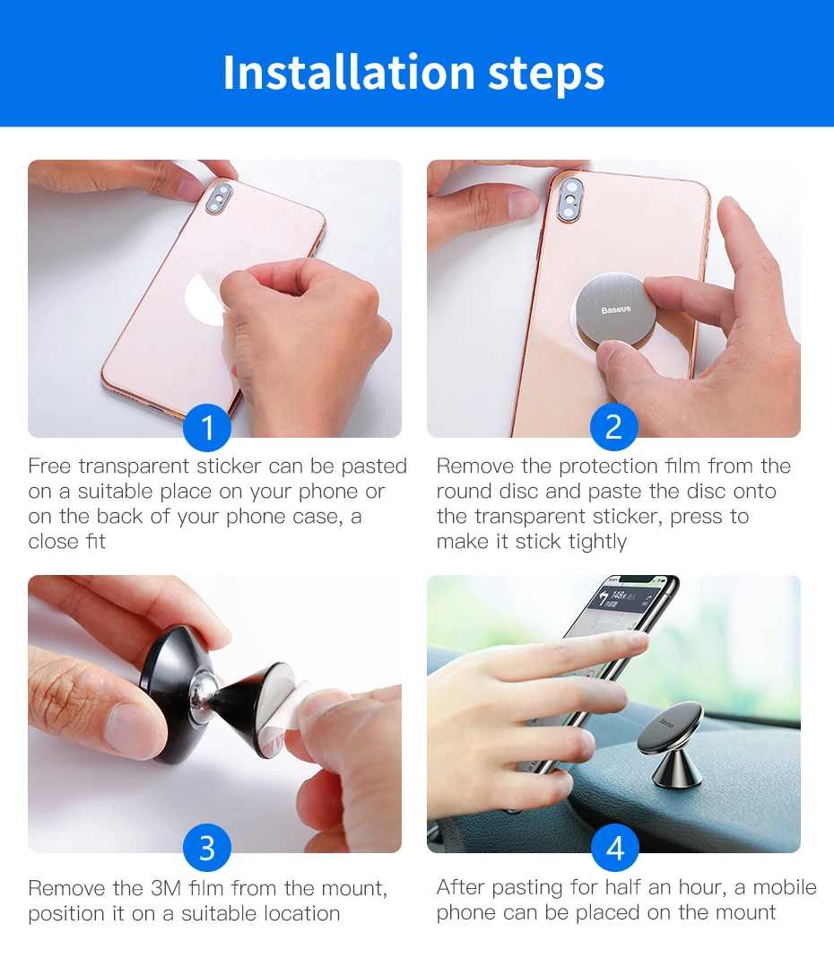 Baseus магнитный автомобильный держатель для телефона, универсальный держатель для телефона, подставка, магнитный автомобильный держатель, крепление для смартфона, поддержка для iPhone Xiaomi MI9