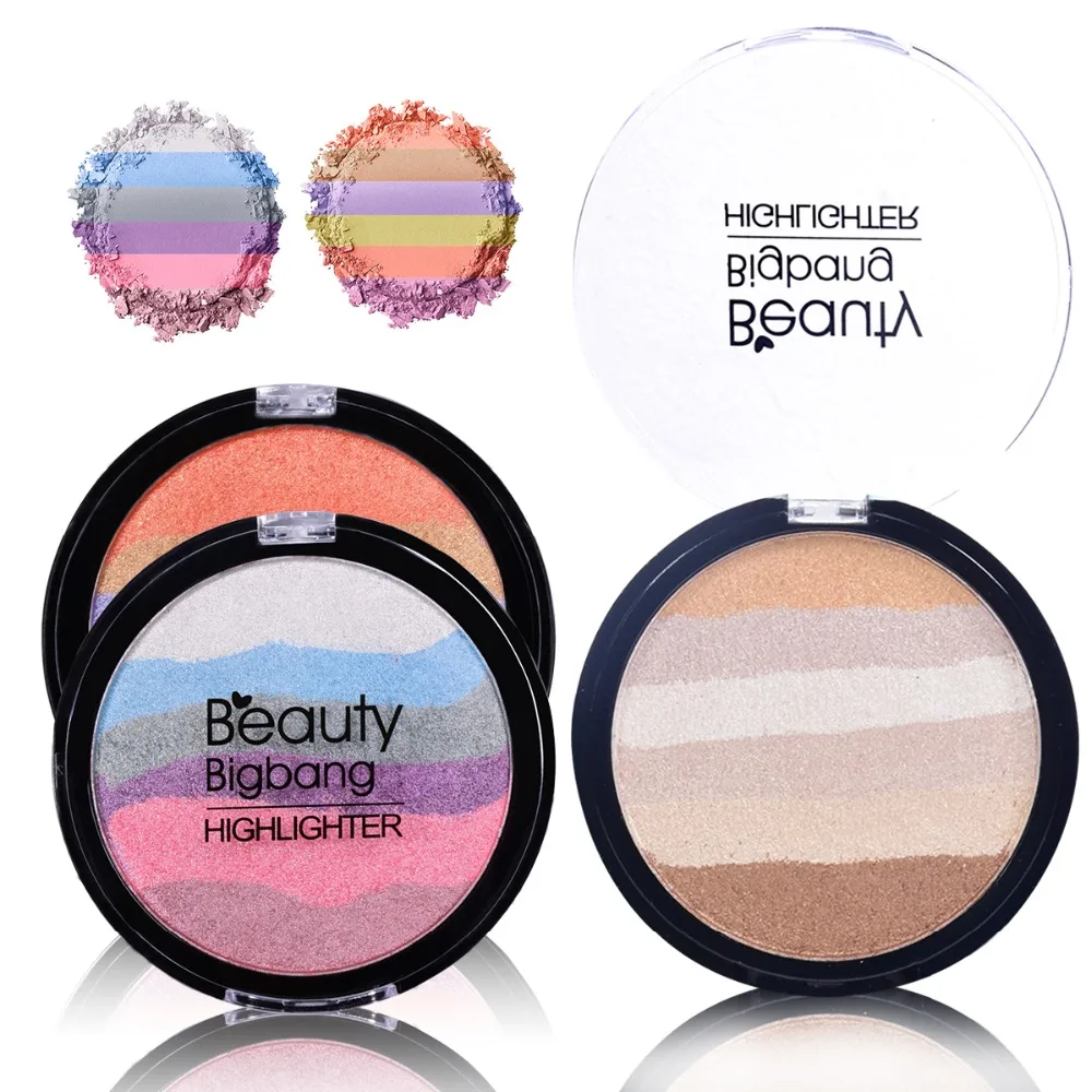 BeautyBigBang Rainbow Highlighter Powder Face Makeup Palette Bronzer