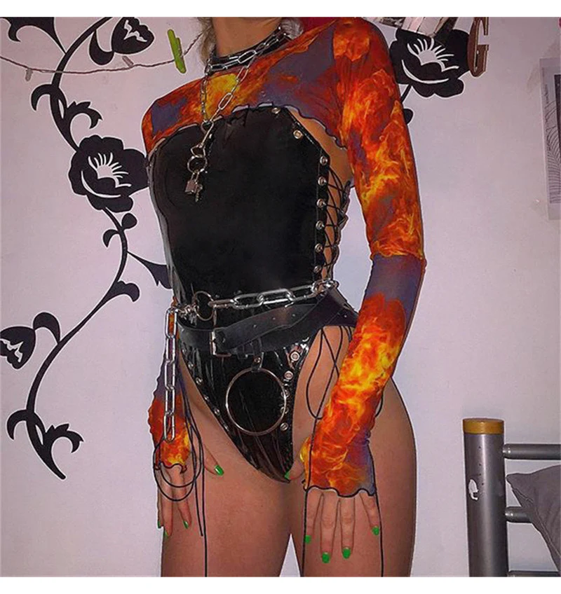 2019 Wetlook Women's Halter Sleeveless High Cut Open Crotch Bodysuit Hot Faux Leather PVC Latex Corn Side edge Frenulum Catsuit  (3)