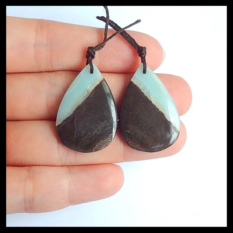 

Natural Amazonite Fashion women earring beads,Charms Women Earrings Jewelry Gift Gem Customized,30x20x4mm,7g