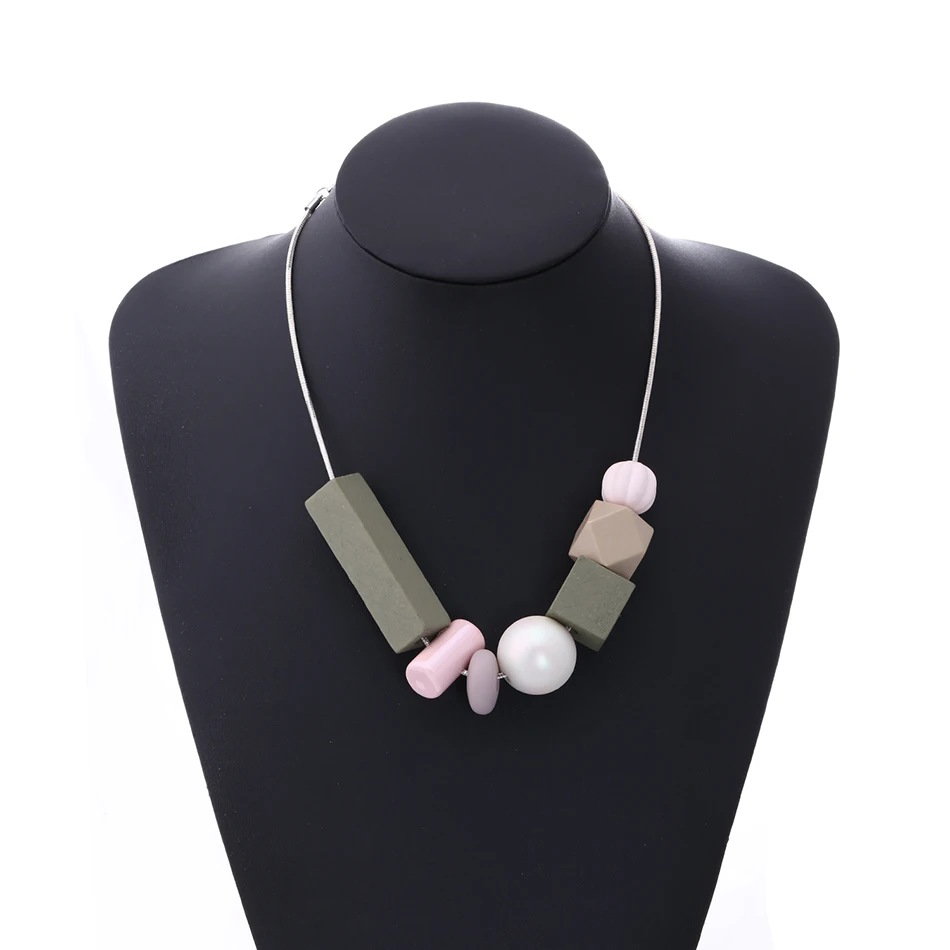 Подходящее женское ожерелье массивное ожерелье s& Кулоны геометрическое ожерелье из деревянных бусин для женщин ювелирные изделия MX016