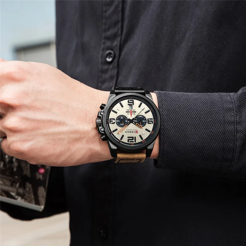 CURREN Мужские часы Топ люксовый бренд водонепроницаемые спортивные наручные часы хронограф кварцевые Военные натуральная кожа Relogio Masculino