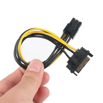 

20CM SATA Power Cable 15 Pin To 6 Pin PCI Express PCI-E Sata Converter Graphics Video Card Length Power Cable Adapter