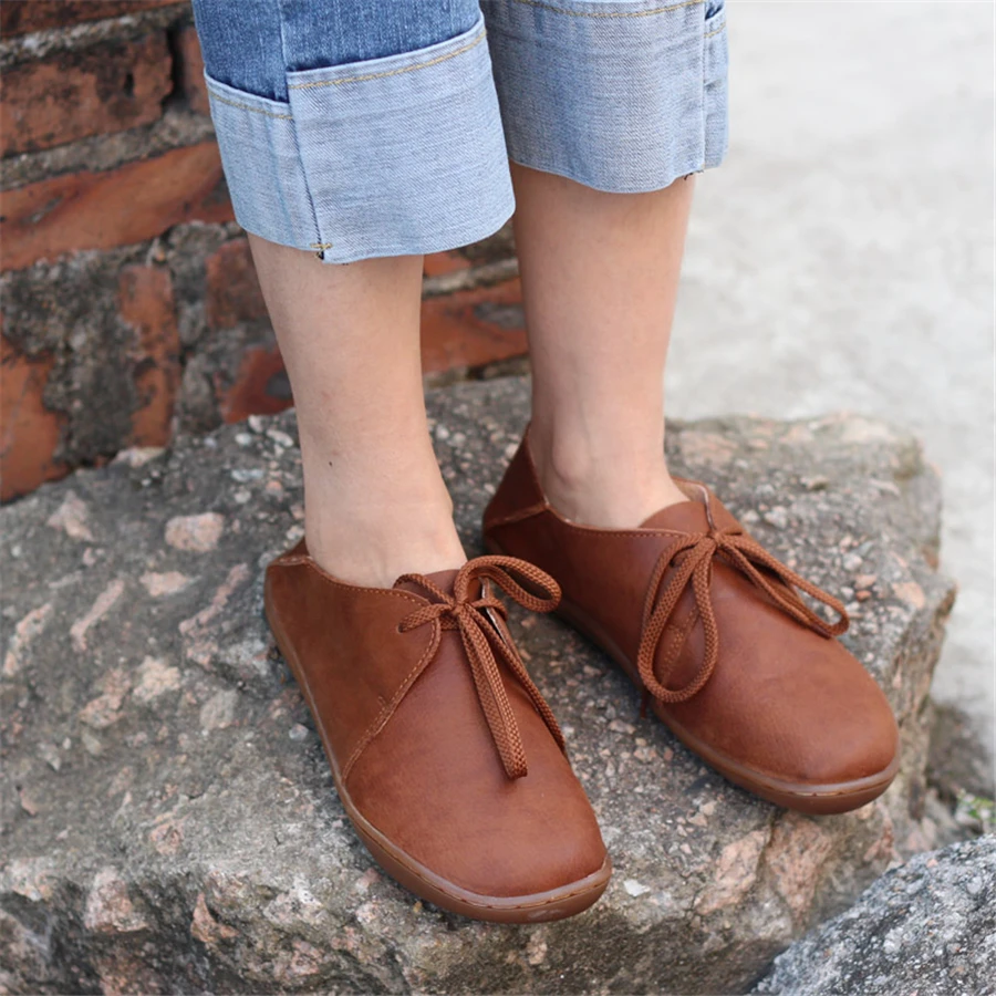 

Women Genuine leather flat shoes barefoot Casual Shoes woman Flats ballerinas sneakers Female Footwear shoes 2019 black brown