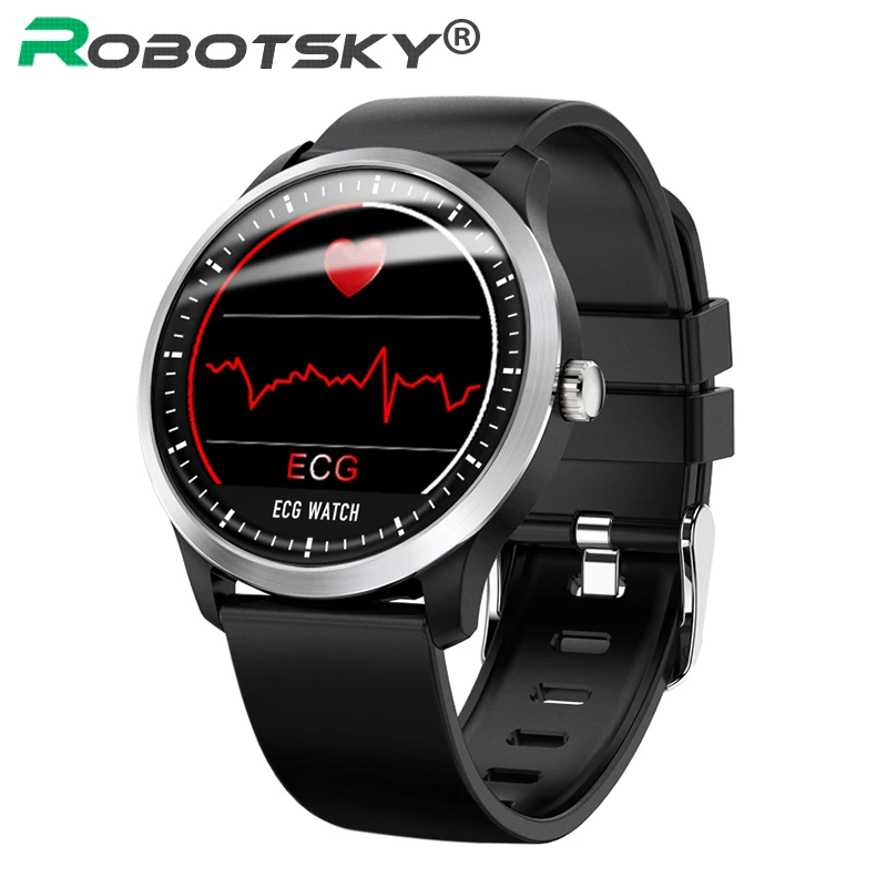 N58 ECG Smart Watch support Electrocardiogram Measurement 3D UI Multisport Fitness Tracker Smartwatch free black Silican Strap