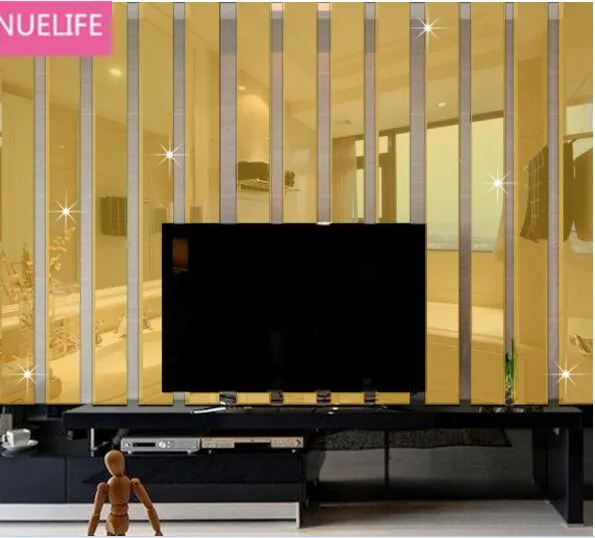 5 шт. полосатый прямоугольный узор зеркальная Настенная Наклейка для гостиной, спальни, телевизора, дивана, фона для ванной комнаты, декоративное зеркало N3