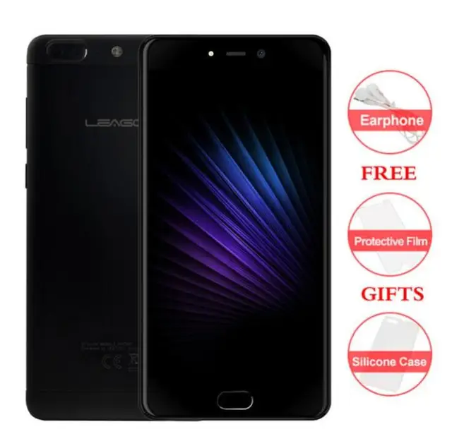 Best Offers Flash Sale LEAGOO T5 4GB RAM 64GB ROM CellPhone MT6750T Octa Core 5.5Inch Android 7.0 13MP Dual Cams Fingerprint 4G Mobile Phone
