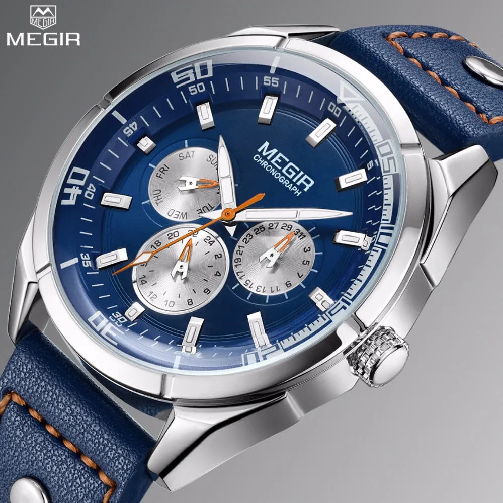 Buy Luxury Brand MEGIR Watches Mens Leather Strap Band Quartz Sport Watch