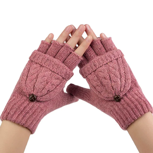 Snow Gloves Kids Mitten Children Knit Velvet Warm Kid
