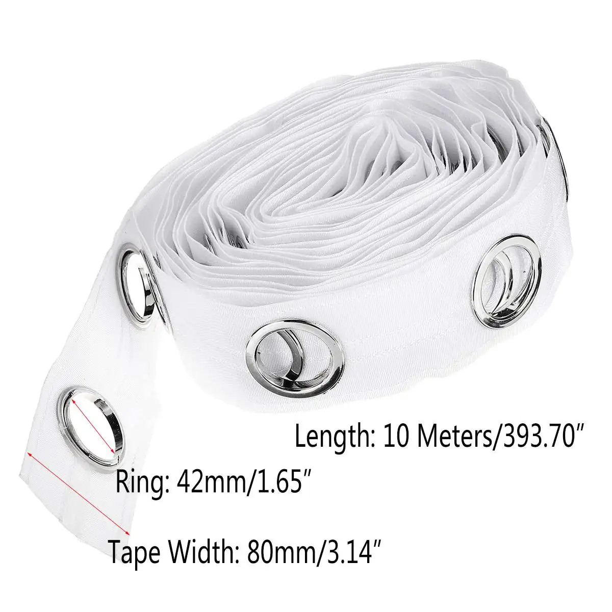 10M Eyelet Curtain Tape 80 Rings Accessories 42mm Cotton Tape Curtain Heading Grommet Sewing Sliver Curtains Blinds White