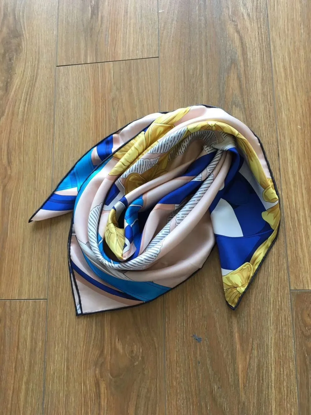 Новое поступление весна осень цепи узор чистый Шелковый шарф саржа ручной работы roll 90*90 см шаль обёрточная бумага для женщин леди