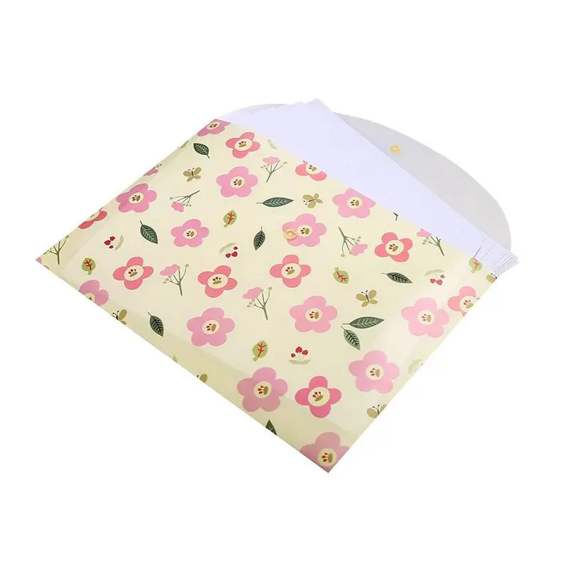 Floral Printed Festival Letter Size Poly Envelopes Document Organizer Booklet File Paper Folders with Snap Button, 8Pack