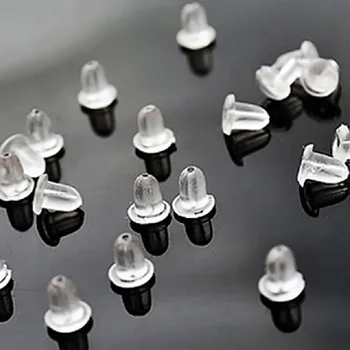

100pcs/lot Stud Earring Transparent Rubber Stoppers Silicone Round Ear Plugging Blocked Earring Backs Stoppers Ear P2