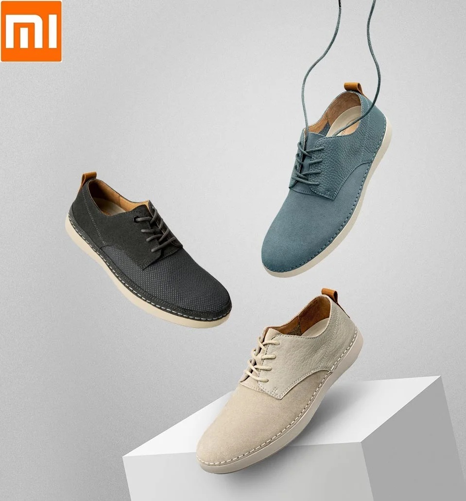 Goede Xiaomi youpin qimian Mode mannen lederen lichtgewicht eenvoudige casual schoenen zachte Comfortabele en ademende Rubberen zool